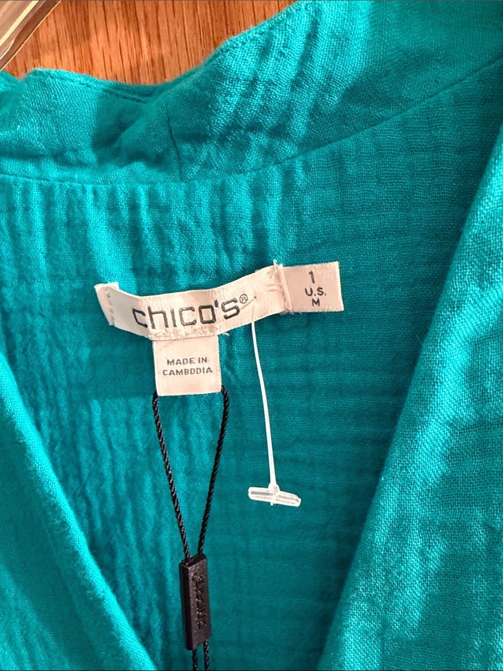 Chico's Sleeveless Teal Maxi Dress with Drawstring - Picture 2 of 6